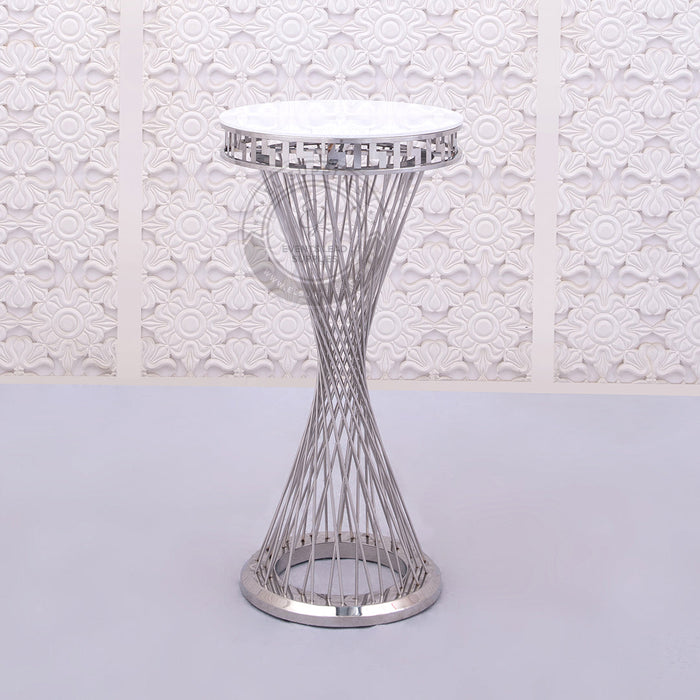 set of three silver stands 