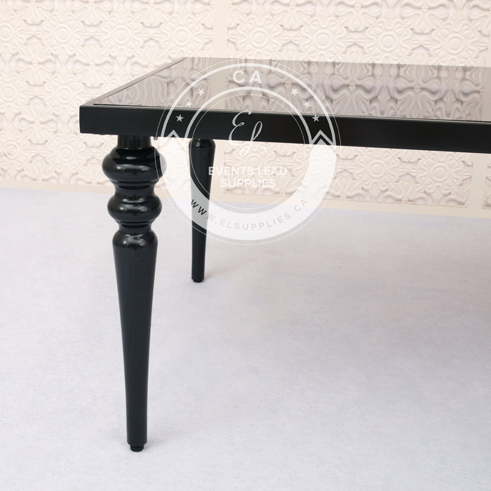 KAIROS Dining Table  Black Frame with Black Glass Top