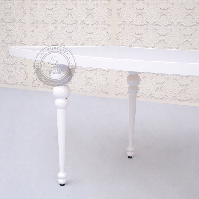 VEGA Half Circle White Frame & Top Dining Table