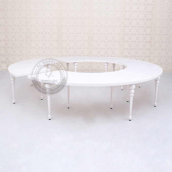 VEGA Half Circle White Frame & Top Dining Table