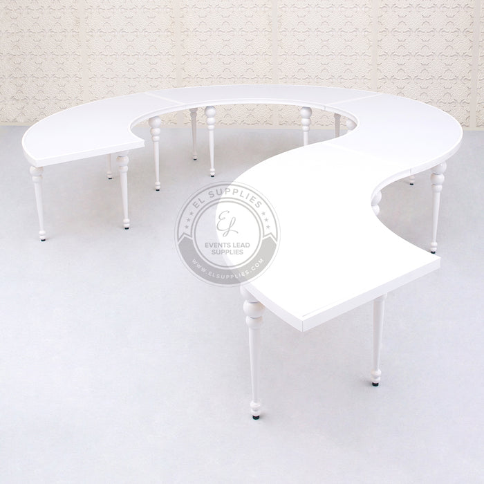 VEGA Half Circle White Frame & Top Dining Table