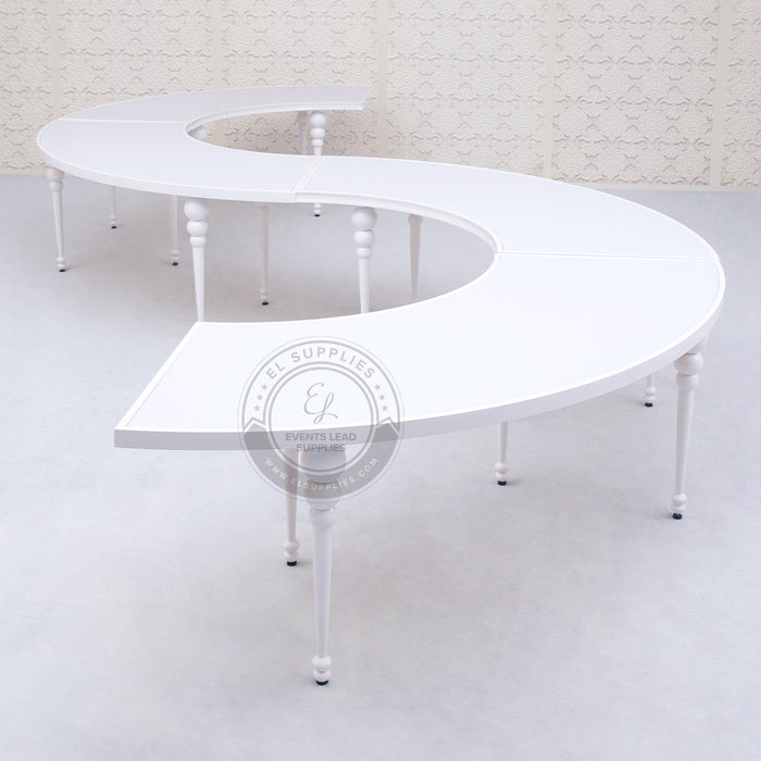 VEGA Half Circle White Frame & Top Dining Table