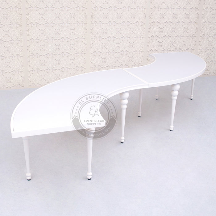 VEGA Half Circle White Frame & Top Dining Table