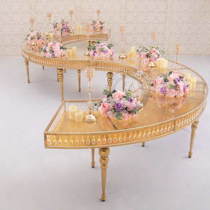 GEMMA Half Moon Gold Dining Table