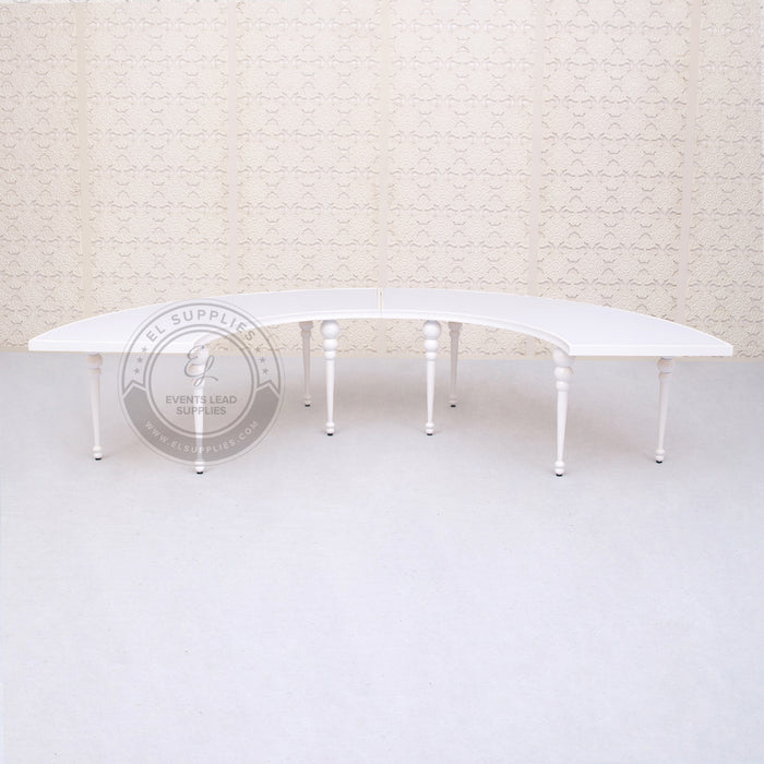 VEGA Half Circle White Frame & Top Dining Table