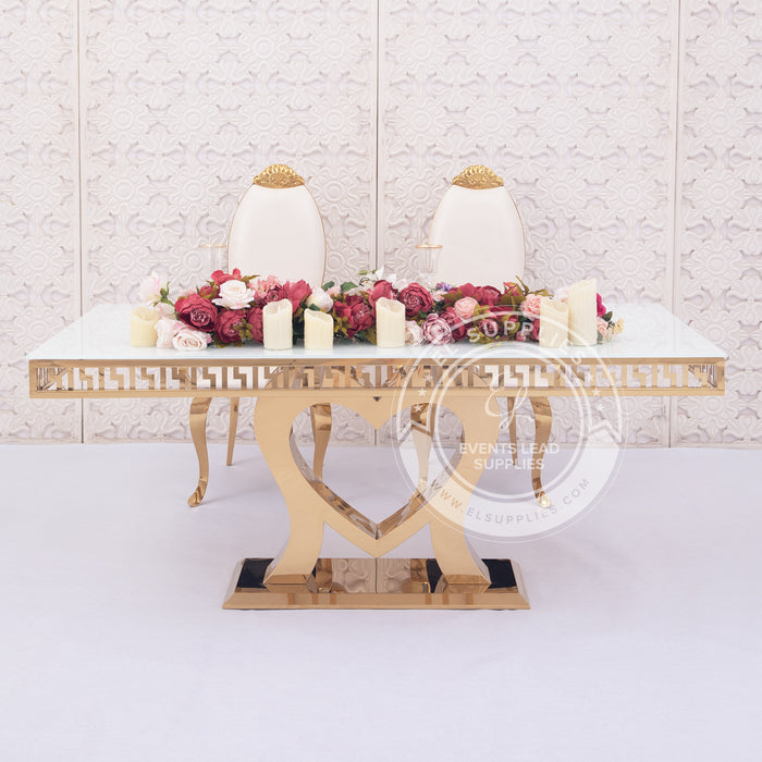 KUSCO HATHOR Rectangle Sweetheart Gold Dining Table