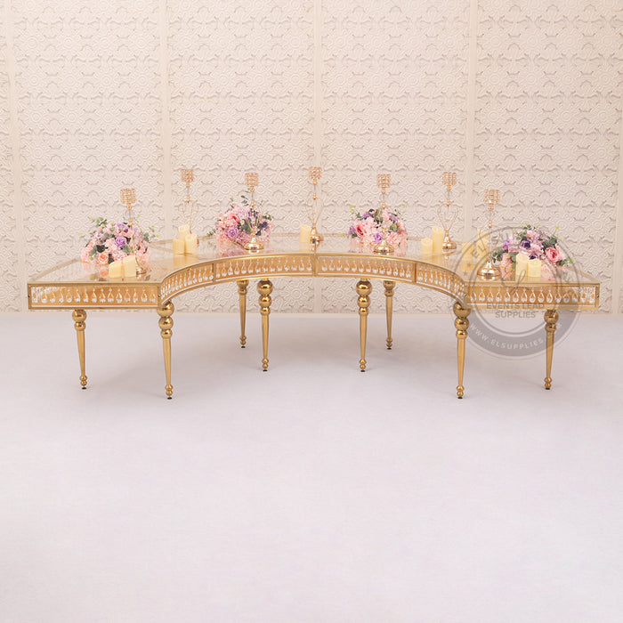 GEMMA Half Moon Gold Dining Table