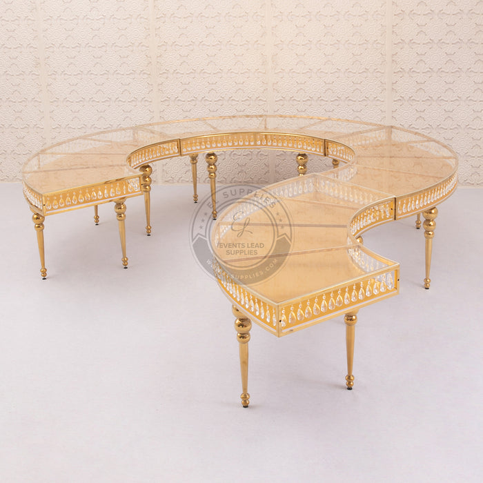 GEMMA Half Moon Gold Dining Table