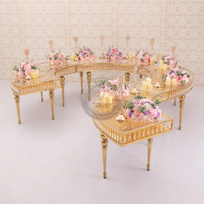 GEMMA Half Moon Gold Dining Table