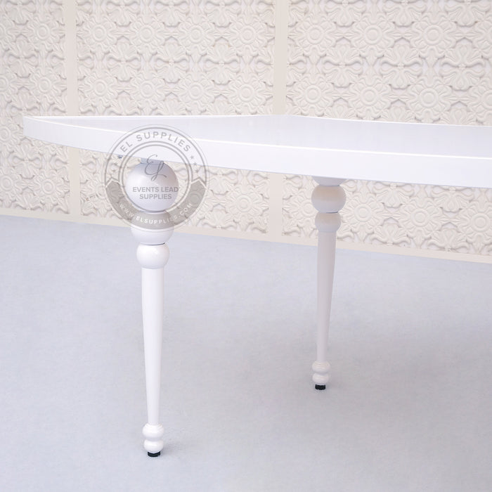 VEGA Half Circle Dining Table - White with Glass White Top
