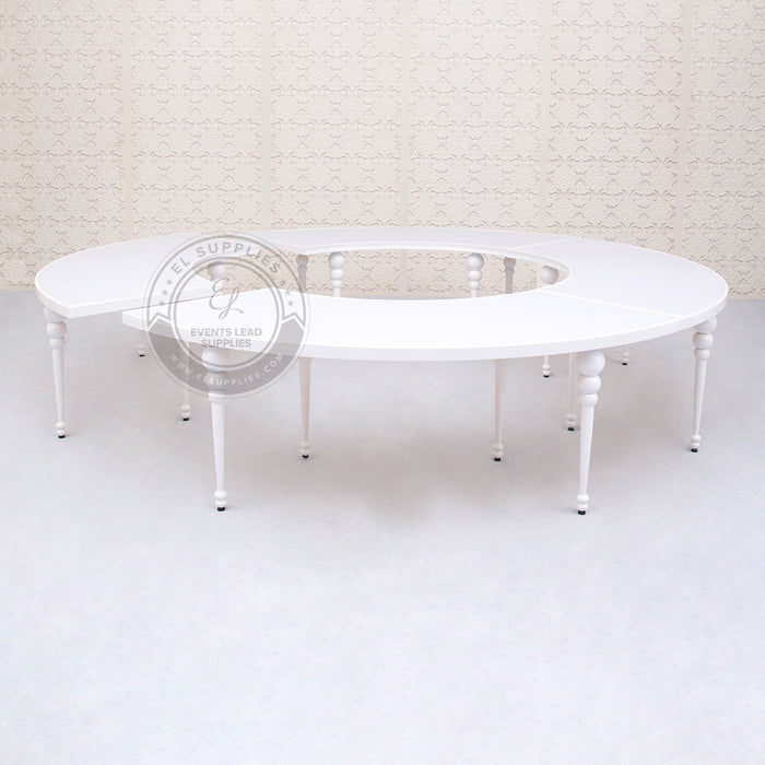 VEGA Half Circle White Frame & Top Dining Table