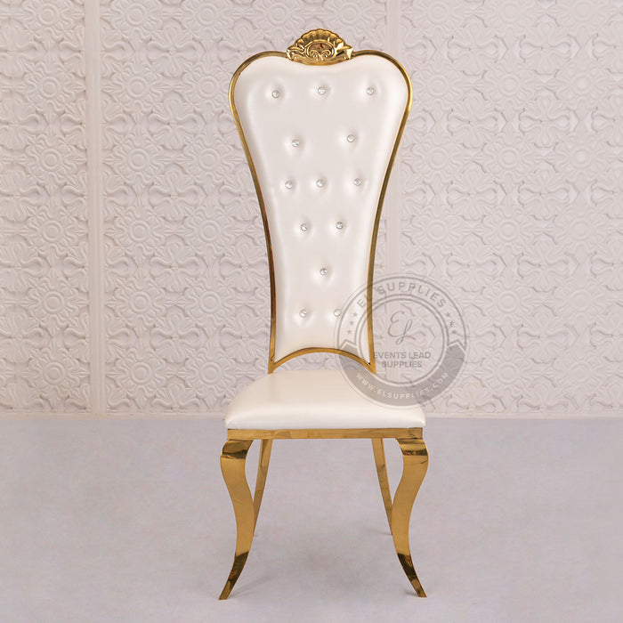 APRICUS Diamond White Throne Chair (Set of 2)