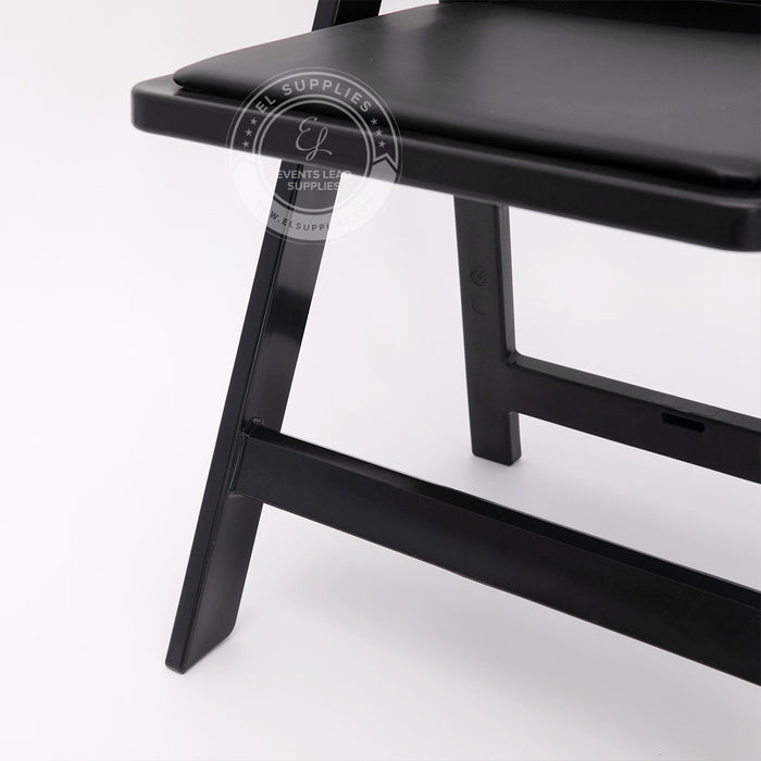 Folding Chair Resin Black - Vinyl Cushion