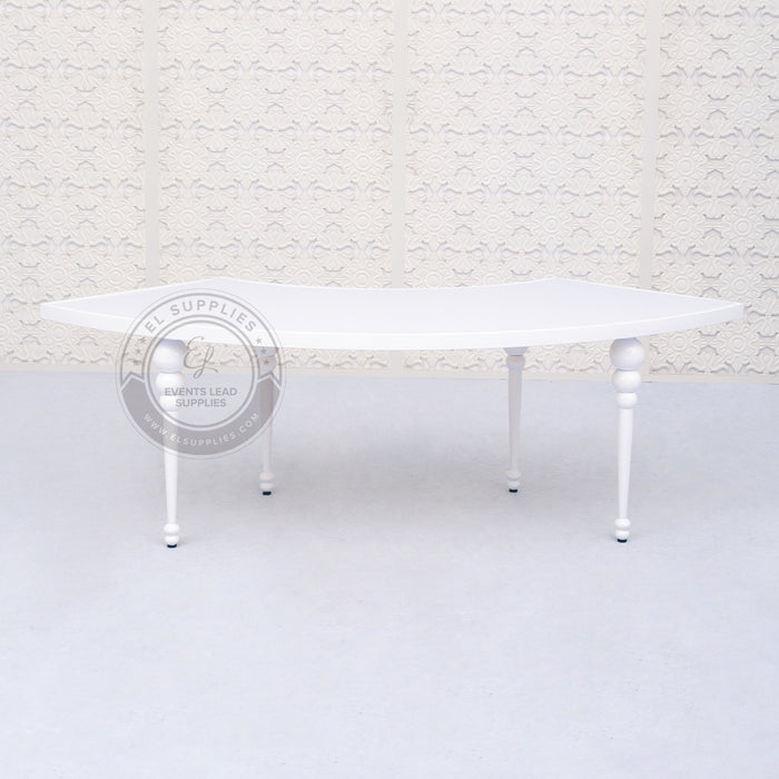 VEGA Half Circle White Frame & Top Dining Table