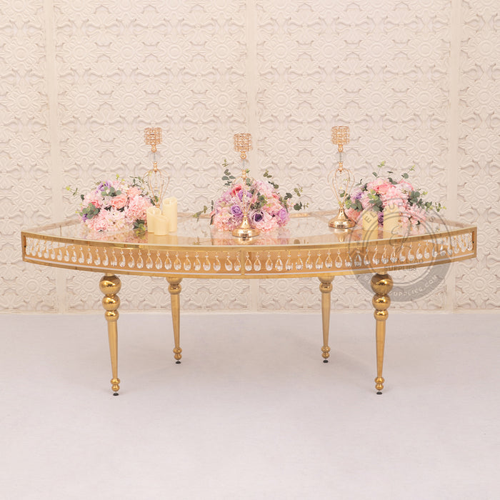 GEMMA Half Moon Gold Dining Table