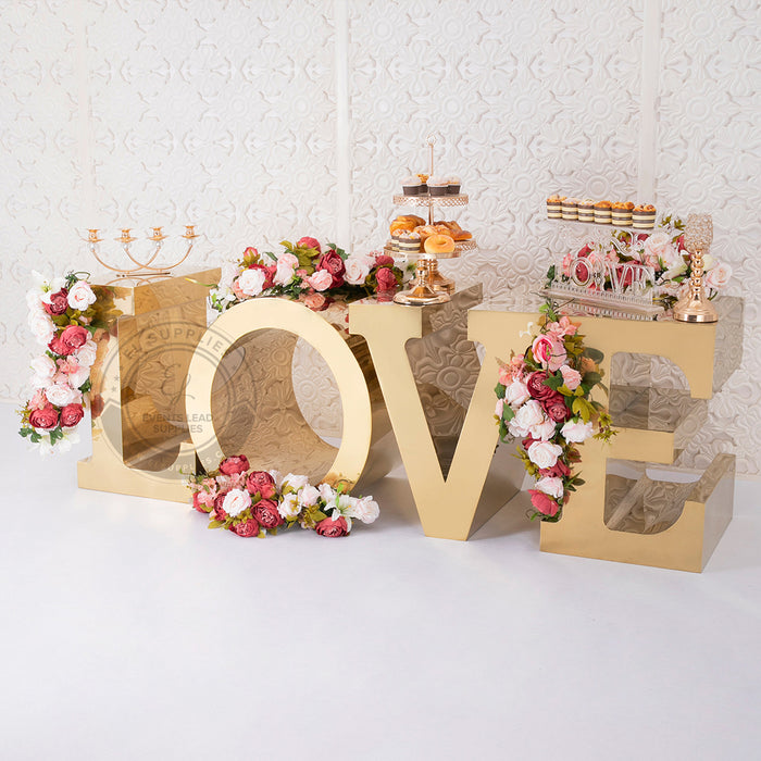 ASTARTE LOVE Stainless Steel Gold Marquee Letters Table