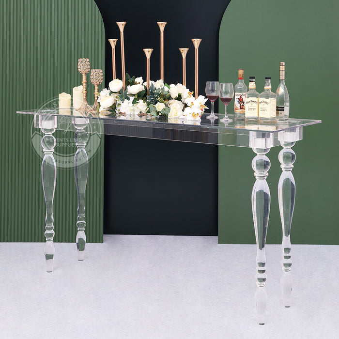 CLARITY Clear Ghost Acrylic Bar Table - 6 Foot