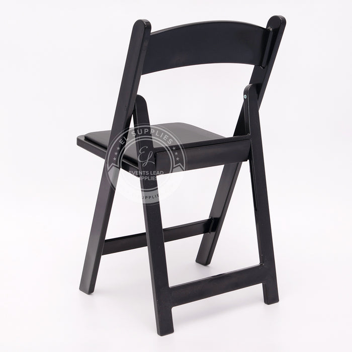 Folding Chair Resin Black - Vinyl Cushion