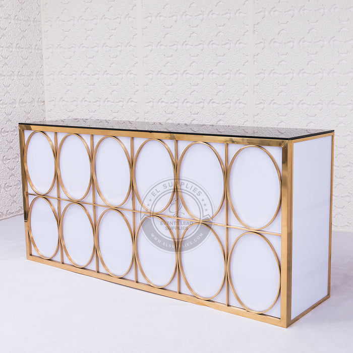 TYRONE Bar Counter with Mirror Glass and Circle Pattern