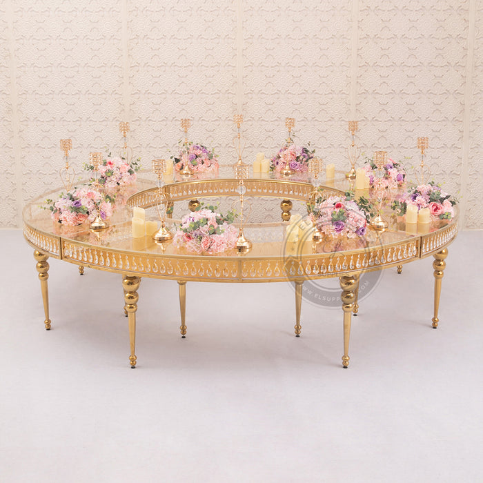 GEMMA Half Moon Gold Dining Table