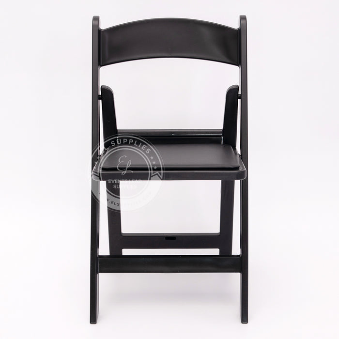 Folding Chair Resin Black - Vinyl Cushion