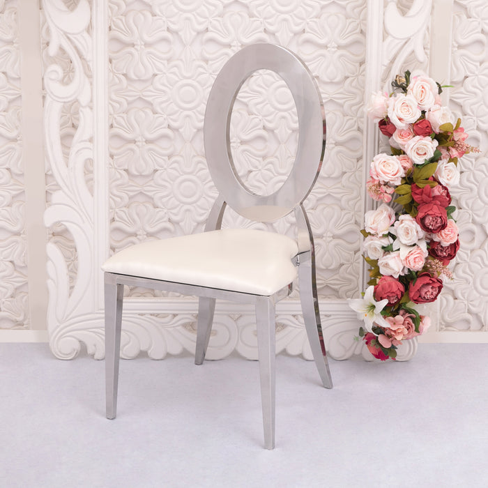 OLYMPIA Gold Chair Stackable with White Cushions