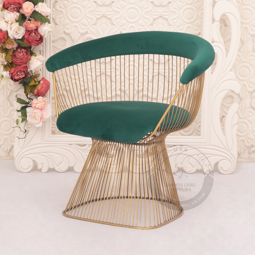 euterpe chair gold frame with emerald green