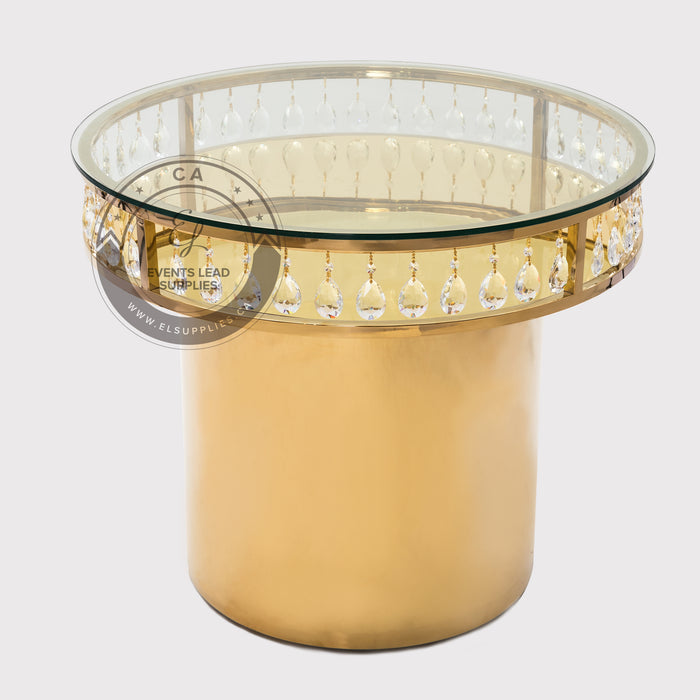 GEMMA Cake Table Gold Base - Clear Top