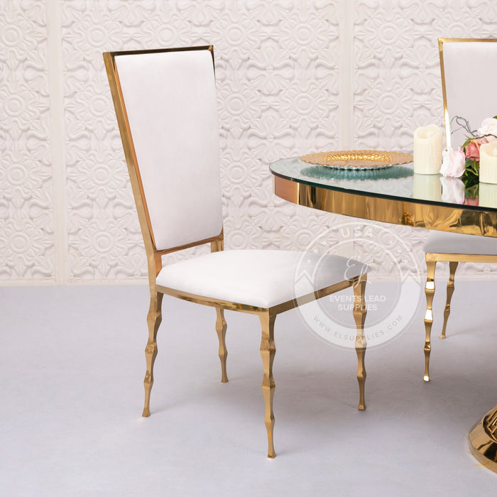 BASTET Chair Gold with White Velvet Cushion