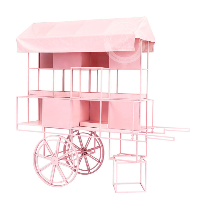 pink baby shower food cart decor 