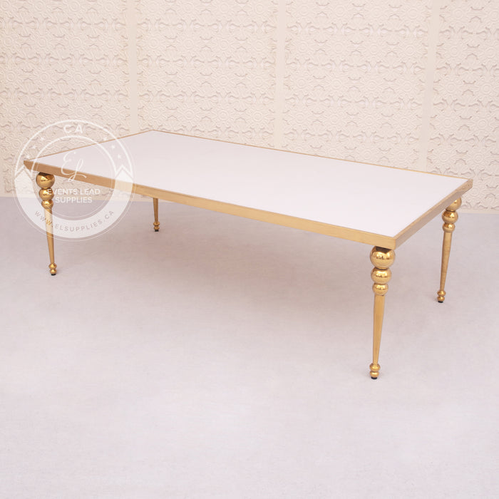 KAIROS Dining Table Gold Frame with White Glass Top