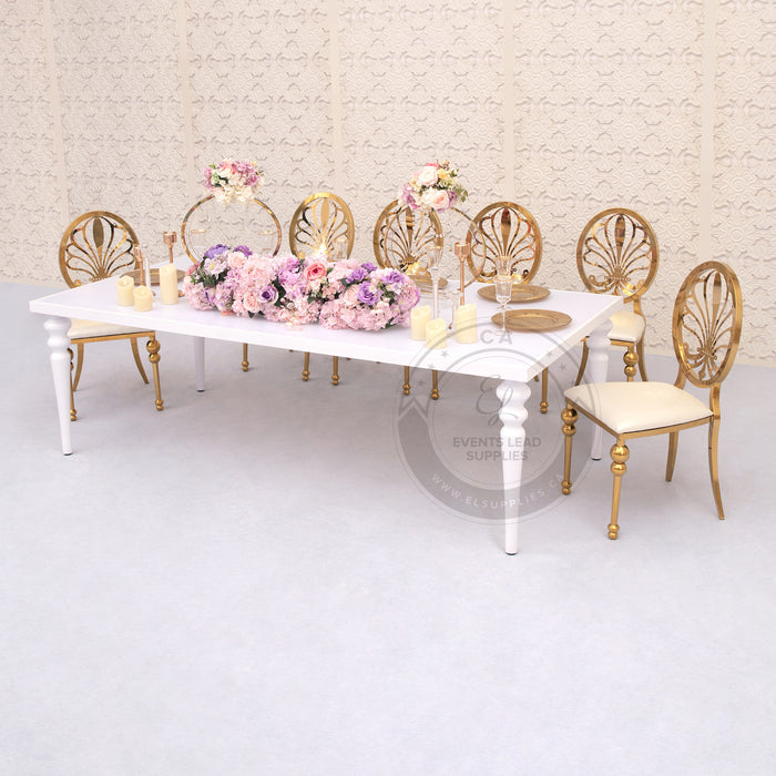 KAIROS Dining Table  White Frame with White Glass Top