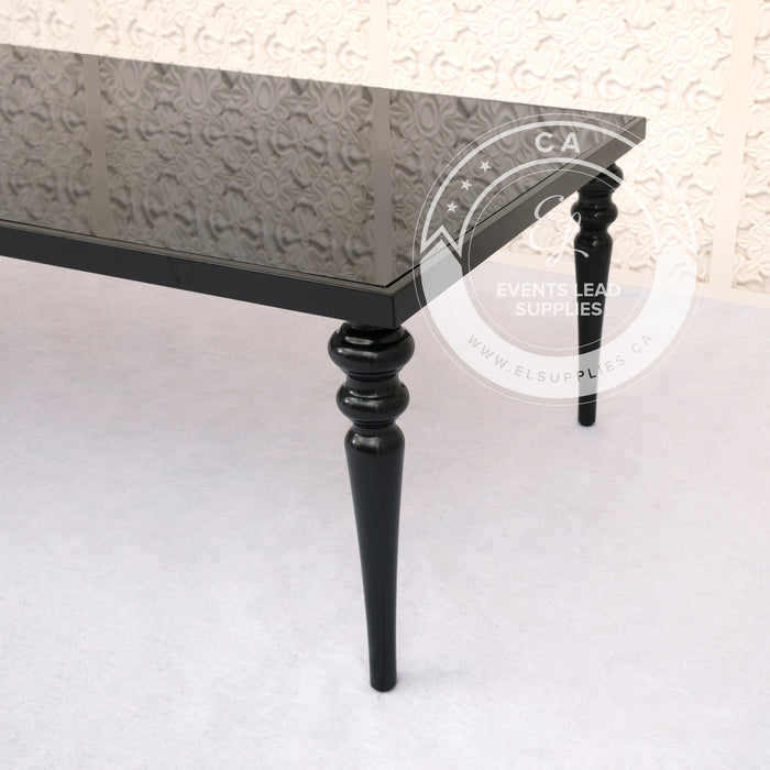 KAIROS Dining Table  Black Frame with Black Glass Top