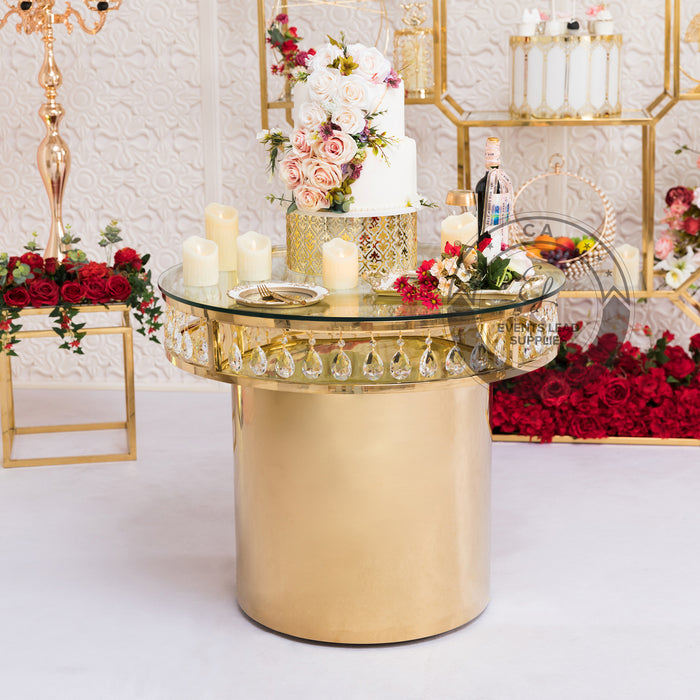 GEMMA Cake Table Gold Base - Clear Top