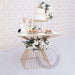 gold wedding cake table decor with white top